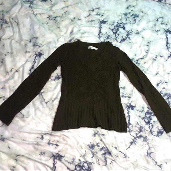 Brown V-Neck Knit Sweater - Picture 2 of 3